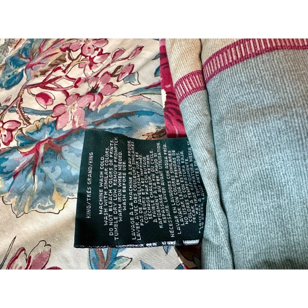 King Ralph Lauren Tangier Floral Comforter Reversible Stripe Jute Trim RL Lauren - Picture 7 of 8